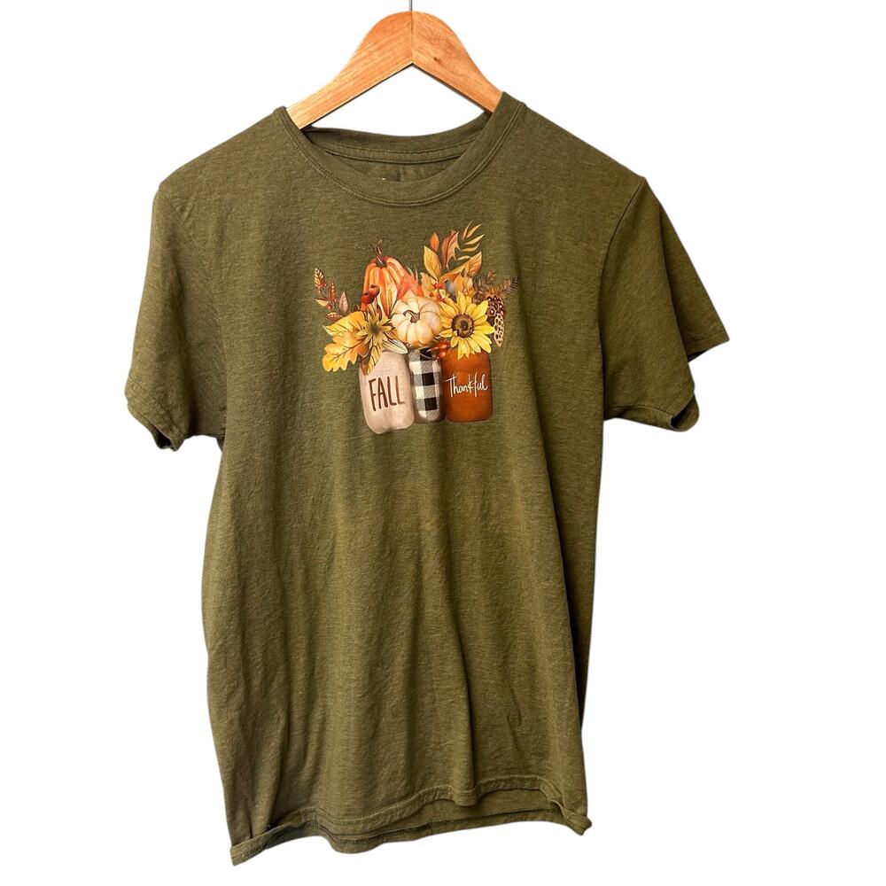 Fall Floral Pumpkin Spice T-Shirt‎ Women’s Medium Short Sleeve